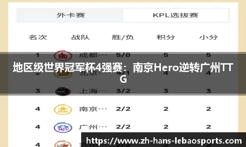 地区级世界冠军杯4强赛：南京Hero逆转广州TTG